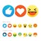 Set of cute smiley emoticons, flat design