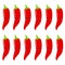 Set of cute smiley red hot peppers. Set of Emoji pepper. Smile fruits