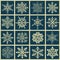 Set of cute snowflakes on blue background