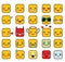 Set of cute square kawaii emojis