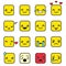 Set of cute square kawaii emojis