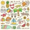 Set of Cute Summer Time Doodle Vector Illustration