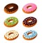 Set of cute sweet colorful donuts