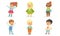 Set Of Cute Toddlers In Colorful Wears In Motion Vector Illustration Set Cartoon Character