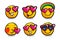 Set of cute valentine emoticons in love.