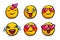 Set of cute valentine emoticons in love.