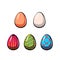 Set of cute various colorful painted easter eggs. Vector illustration.