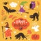 Set of cute vector Halloween elements