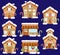 Set of Cute Vector Holiday Gingerbread Houses, Shops and Other Buildings