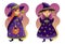 Set of cute vector witch characters. Funny holiday vector illustration.