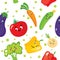 Set of cute vegetables in the form of characters. Eggplant, tomato, cucumber, onion, paprika, pepper, broccoli and carrots. Backgr