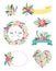 Set of cute vintage elements as rustic hand drawn first spring flowers