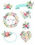 Set of cute vintage elements as rustic hand drawn first spring flowers