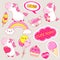 Set of cute white pony in kawaii style