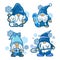 Set of cute winter gnomes vector illustration