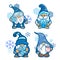 Set of cute winter gnomes vector illustration