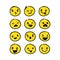 Set of cute yellow emoticon hand drawn with isolated background vector