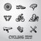 Set of Cycling freehand icons - wheel, shoe