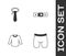 Set Cycling shorts, Tie, Sweater and Belt icon. Vector