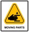 Set of danger Moving Parts signs, vector illustration