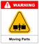 Set of danger Moving Parts signs, vector illustration