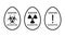 Set of danger symbols in the shape of eggs. Easter quarantine due to global outbreak.