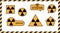 Set of dangerous hazard nuclear icons. Radioactive signs, attention uranium atomic illustration. Vector eps 10