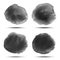 Set of Dark gray black watercolor vector circle stains isolated on white background