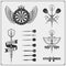 Set of Darts club or sport competition emblems, labels and design elements.