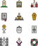 Set of death and funeral icons