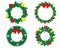 Set of decorated christmas wreaths on white background