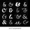 Set of decoration ampersands for letters and invitation on background. Hand drawn type. Vector illustration. Ampersand