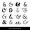 Set of decoration ampersands for letters and invitation on background. Hand drawn type. Vector illustration. Ampersand