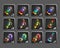 Set of decoration icons for games. Bottles of potion.