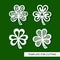 Set of decoration for St. Patrick`s Day. Collection of openwork shamrock. Clover icon.