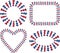 Set of decorative borders from sketches candies in blue and red wrappers