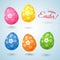 Set of decorative bright Easter eggs in a flower on a light background Element for the design of greeting cards for Easter