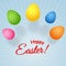 Set of decorative bright Easter eggs in peas on a light background Element for the design of greeting cards for Easter Abstract