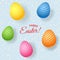 Set of decorative bright Easter eggs in strips on a light background Element for the design of greeting cards for Easter Abstract