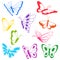 Set of decorative butterflies. Colorful abstract insects.