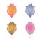 A set of decorative colored shields in vintage style