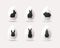 Set of decorative minimalistic white Easter eggs with black rabbit silhouettes. - Vector