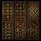 A set of decorative patterns for laser cutting. A through rectangular geometric pattern for metal, wood, paper