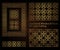 A set of decorative patterns for laser cutting. A through rectangular geometric pattern for metal, wood, paper