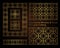 A set of decorative patterns for laser cutting. A through rectangular geometric pattern for metal, wood, paper