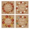 Set of decorative wreaths cute cozy banners. Collection of autumn festive posters. Fall harvest greetings postcards