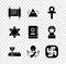 Set Decree, paper, parchment, scroll, Masons, Cross ankh, First communion symbols, Jesus Christ, Jainism, Star of David