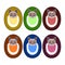 Set of deep colors - puppy heads with bibs - design for goods marking