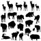 Set of deer, horses, goats, yaks, buffalos and pig