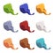 Set of deflated different colors balloons flat style